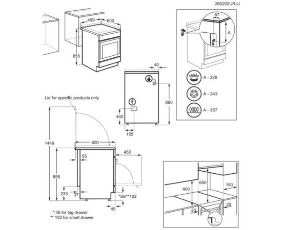 AEG CKB56490AM 6000.sērijas Gāzes plīts 50cm Gāzes Plītis