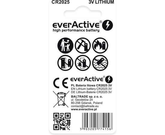 Lithium battery mini everActive CR2025 - blister 2 pcs. Baterijas un akumulatori