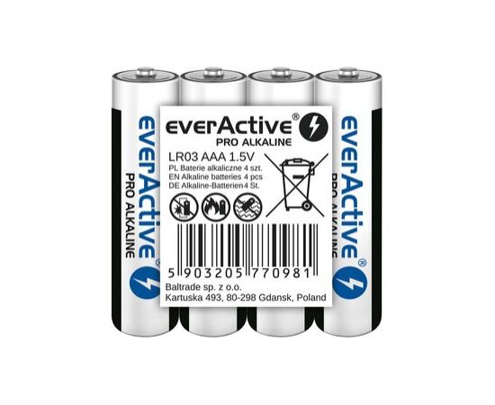 Alkaline batteries AAA / LR03 everActive Pro 4 pcs Baterijas un akumulatori