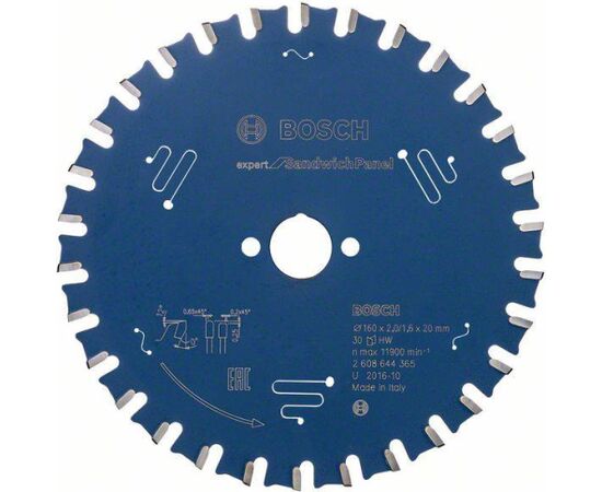 Griešanas disks Bosch Expert for Sandwitch Panel; 160x2x20,0 mm; Z30; 12° Zāģripas