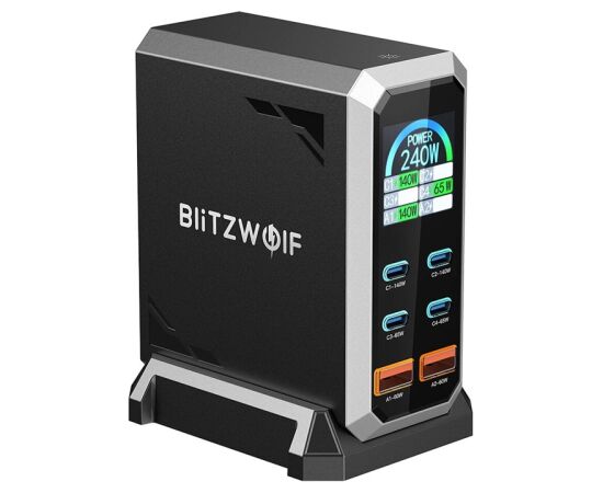 Blitzwolf BW-S31 2xUSB-A, 4xUSB-C, PD, 240W network charger. Новинки Компьютерная техника