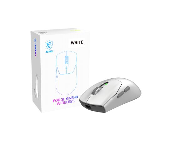 MSI Gaming Mouse FORGE GM340 WIRELESS Wireless 2.4 GHz, Bluetooth, USB White Peles, ievadierīces
