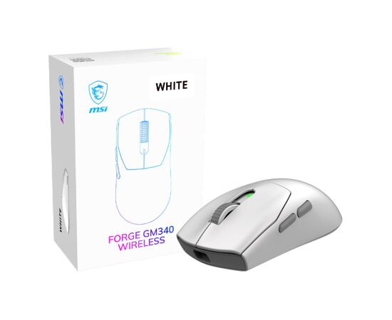 MSI Gaming Mouse FORGE GM340 WIRELESS Wireless 2.4 GHz, Bluetooth, USB White Peles, ievadierīces