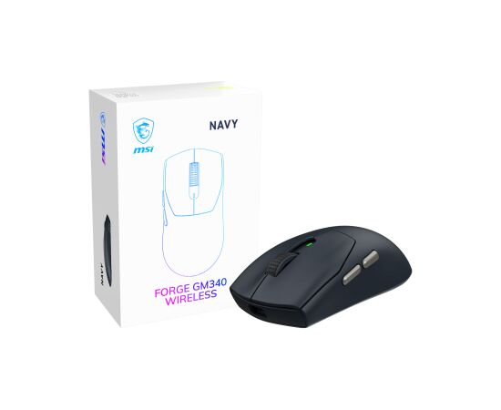 MSI Gaming Mouse FORGE GM340 WIRELESS Wireless 2.4 GHz, Bluetooth, USB Navy Peles, ievadierīces