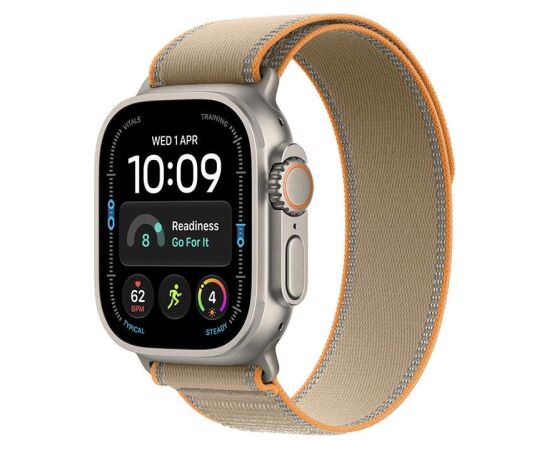 Apple Watch Ultra 4 GPS + Cellular 49mm Natural Titanium Case with Sand Trail Loop - S/M Smart-Watch Pulksteņi