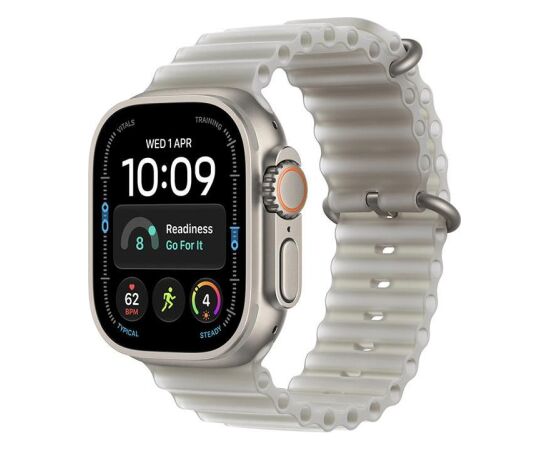 Apple Watch Ultra 4 GPS + Cellular 49mm Natural Titanium Case with Translucent Grey Ocean Band Smart-Watch Pulksteņi