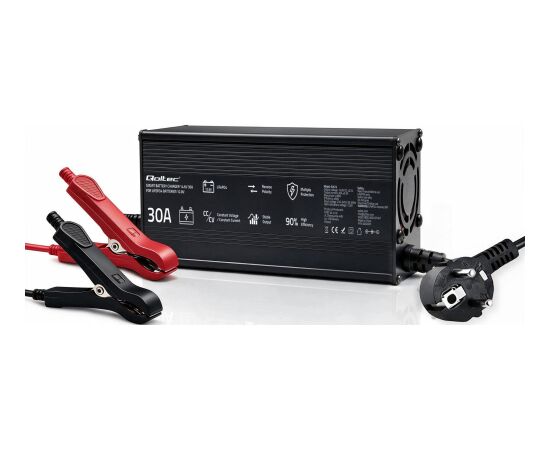 AKUMULATORU LĀDĒTĀJS Qoltec LiFePO4 12V | 30A | PF 0.9 Новинки Компьютерная техника