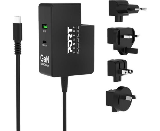 Tīkla lādētājs Port Designs Port USB-C GaN 100W USB-C/A Новинки Компьютерная техника