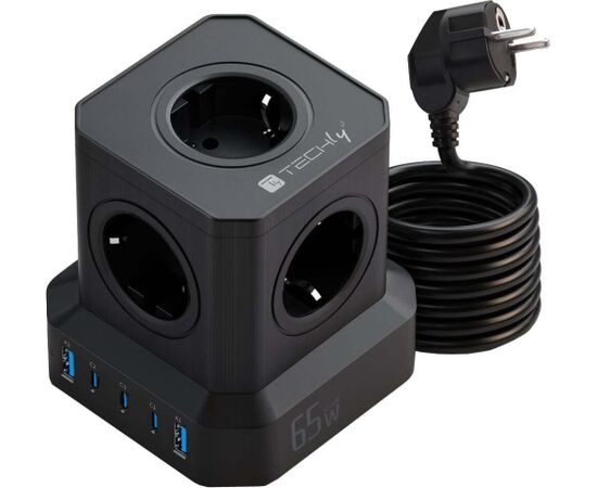 TĪKLA LĀDĒTĀJS Techly GaN Power Cube 230V 65W 3x USB-C 2x USB-A Новинки Компьютерная техника