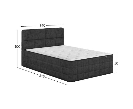 Continental bed EVENING ZONE 140x200cm, dark grey Кровати