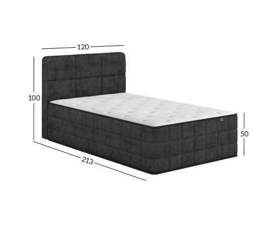 Continental bed EVENING ZONE 120x200cm, dark grey Кровати