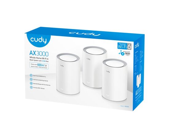 Cudy AX3000 Wi-Fi 6 Mesh 2.5G Solution Dual-band (2.4 GHz / 5 GHz) Wi-Fi 6 (802.11ax) White Internal Wireless Routers