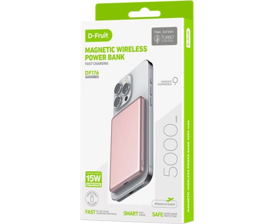 D-Fruit power bank 5000mAh Wireless DF176, pink Новинки Компьютерная техника