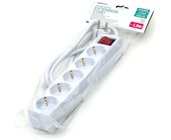 Omega extension cord OL5G15W 1.5m, white Новинки Компьютерная техника