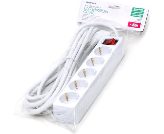 Omega extension cord OL5G5W 5m, white Новинки Компьютерная техника