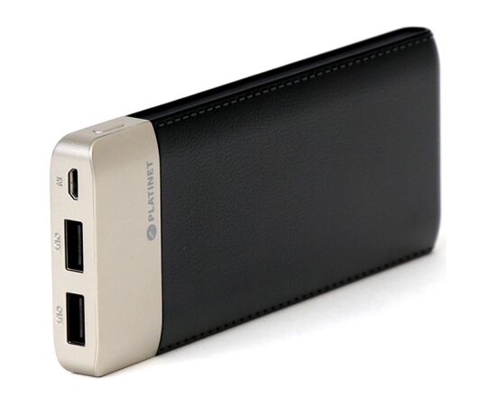 Platinet power bank Leather 11000mAh 2.1A 2xUSB Li-Po, black (43793) Новинки Компьютерная техника
