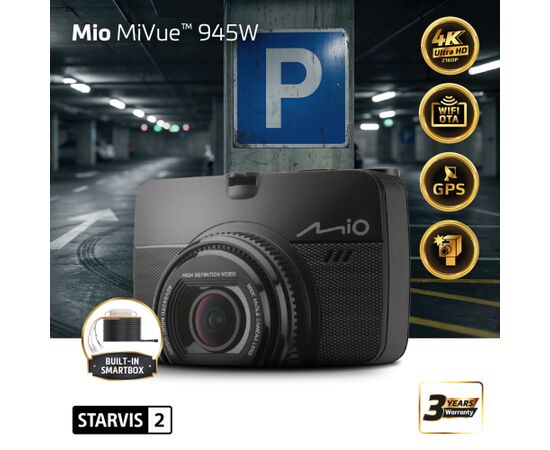 Mio MiVue 945W Premium 4K, STARVIS 2, Wi-Fi, GPS Dash Cam Mio Video reģistratori
