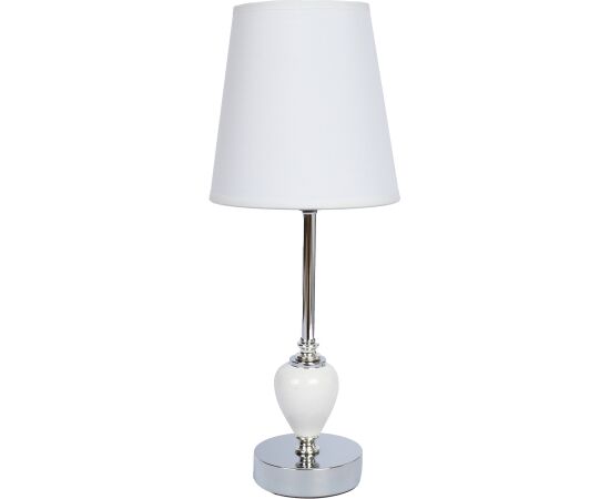 Table lamp BOLS H41,5cm, white Lampas ar tekstila vai sint. abažūru