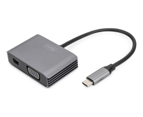 DIGITUS Adapter USB-C St. -> VGA Bu./MiniDP Bu. 4K/30Hz 20cm Adapteri
