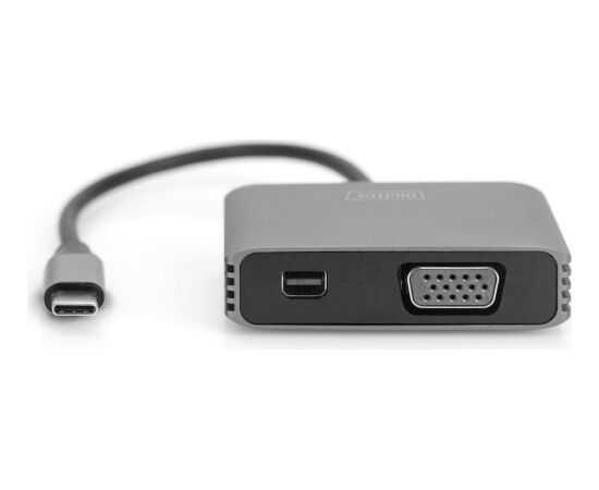 DIGITUS Adapter USB-C St. -> VGA Bu./MiniDP Bu. 4K/30Hz 20cm Adapteri