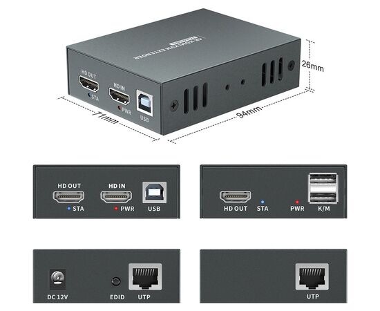LevelOne HDMI Verlängerungskit Cat5/6  4K/60Hz  100m Black Adapteri