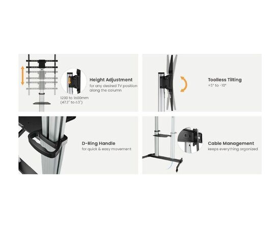 Equip Bodenstandhalter 60"-100"/1TFT 100kg ECO/Ultralarge gr lite Retail Adapteri