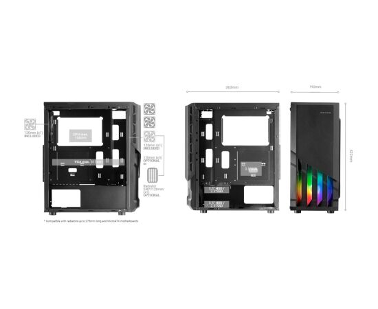 Mars Gaming MC-X2 Datora korpuss ATX / Steel Front / FRGB 2x FAN / Windows Datoru korpusi