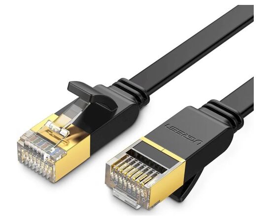 UGREEN NW106 Ethernet RJ45 Cat.7 STP Plakans tīkla kabelis 3m / melns Tīkla vadi