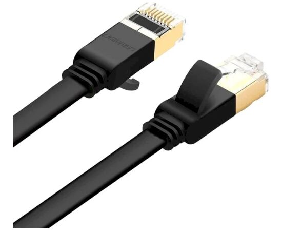 UGREEN NW106 Ethernet RJ45 Cat.7 STP Plakans tīkla kabelis 3m / melns Tīkla vadi