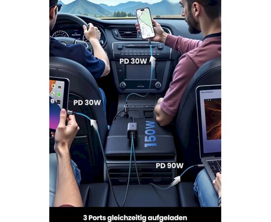 UGREEN 35571-UG Auto lādētājs 1x USB-A + 3x USB-C / melns Telefonu lādētāji 12v Automašīnām