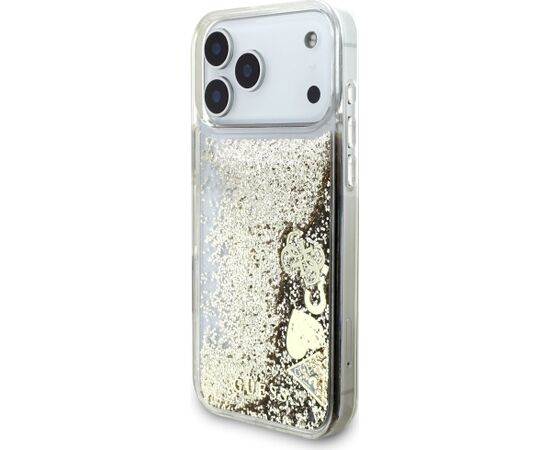 Guess Liq case Glitter 4 Charms Aizsargapvalks priekš iPhone 17 Pro Max / zelta Neoriģinālie Maciņi