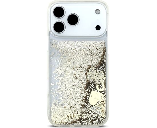 Guess Liq case Glitter 4 Charms Aizsargapvalks priekš iPhone 17 Pro Max / zelta Neoriģinālie Maciņi