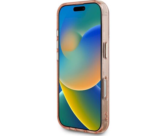 Case Guess IML Metal Glitter 4G Circle Triangle MagSafe Aizsargapvalks priekš iPhone 16 Pro Max / rozā Neoriģinālie Maciņi