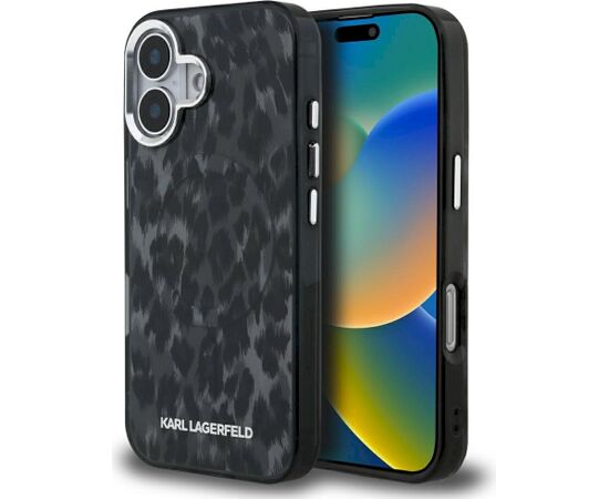 Karl Lagerfeld IML Leopard Pattern MagSafe Aizsargapvalks priekš iPhone 16 / melns Neoriģinālie Maciņi