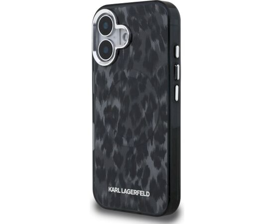 Karl Lagerfeld IML Leopard Pattern MagSafe Aizsargapvalks priekš iPhone 16 / melns Neoriģinālie Maciņi