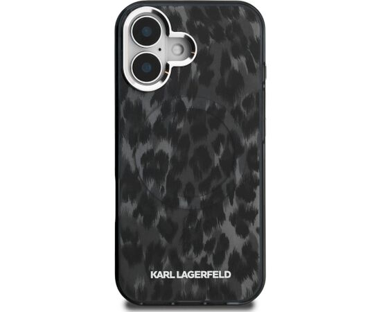 Karl Lagerfeld IML Leopard Pattern MagSafe Aizsargapvalks priekš iPhone 16 / melns Neoriģinālie Maciņi