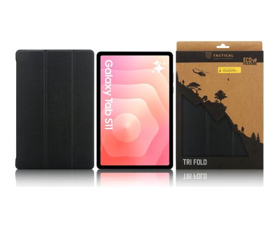 Tactical Book Tri Fold Case Planšetdatoru maciņš priekš Samsung Galaxy TAB S11 / melns Maki Planšetdatoriem
