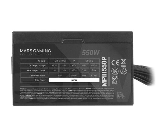 Mars Gaming MPIII550P Barošanas bloks 550 W 24-pin ATX ATX / melns Datoru barošanas bloki