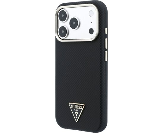 Guess Kevlar Triangle Logo MagSafe Aizsargapvalks priekš iPhone 18 Pro / 17 Pro / melns Neoriģinālie Maciņi