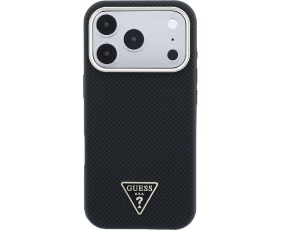 Guess Kevlar Triangle Logo MagSafe Aizsargapvalks priekš iPhone 18 Pro / 17 Pro / melns Neoriģinālie Maciņi