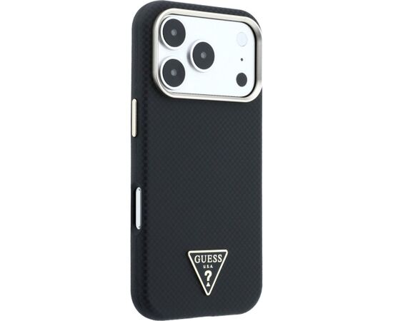 Guess Kevlar Triangle Logo MagSafe Aizsargapvalks priekš iPhone 18 Pro / 17 Pro / melns Neoriģinālie Maciņi