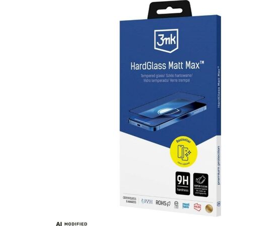 3MK HardGlass Matt Max Aizsargstikls priekš Apple iPhone 18 Pro Max / melns Aizsargstikli planšetdatoriem