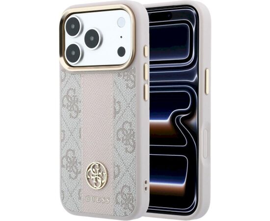 Guess 4G with Stripe Round and Classic Logos MagSafe Aizsargapvalks priekš iPhone 18 Pro / iPhone 17 Pro / rozā Neoriģinālie Maciņi