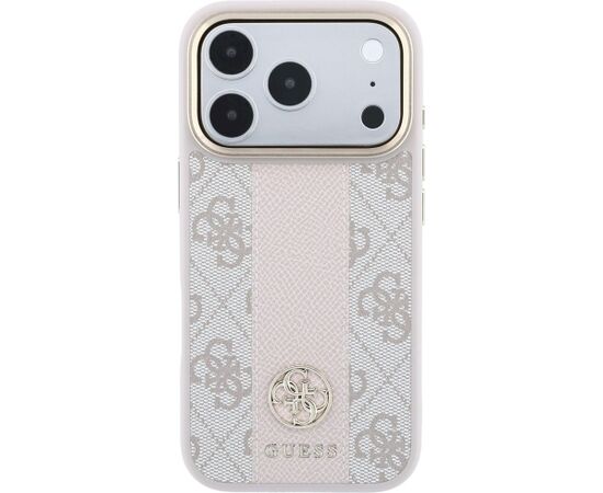Guess 4G with Stripe Round and Classic Logos MagSafe Aizsargapvalks priekš iPhone 18 Pro / iPhone 17 Pro / rozā Neoriģinālie Maciņi