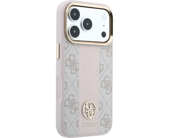 Guess 4G with Stripe Round and Classic Logos MagSafe Aizsargapvalks priekš iPhone 18 Pro / iPhone 17 Pro / rozā Neoriģinālie Maciņi