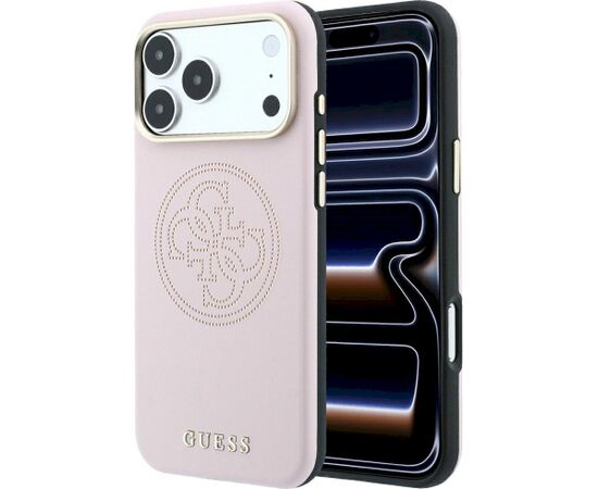 Guess Perforated 4G Gold Logo Magsafe Aizsargapvalks priekš iPhone 18 Pro Max / 17 Pro Max / rozā Neoriģinālie Maciņi