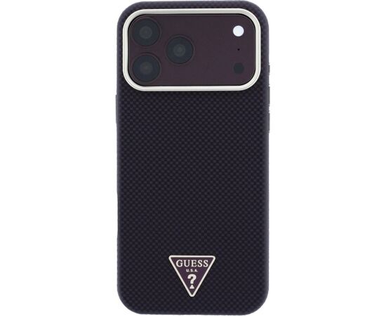 Guess Kevlar Triangle Logo MagSafe Aizsargapvalks priekš iPhone 18 Pro / 17 Pro / bordo Neoriģinālie Maciņi