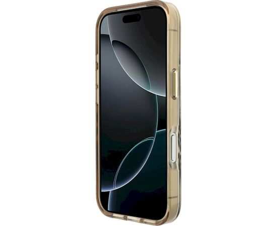 Guess IML Zebra Glitter Triangle Logo MagSafe Aizsargapvalks priekš iPhone 18 Pro / iPhone 17 Pro / zelta Neoriģinālie Maciņi