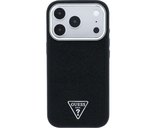 Guess Grained Triangle Logo MagSafe Aizsargapvalks priekš iPhone 18 Pro Max / 17 Pro Max / melns Neoriģinālie Maciņi