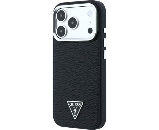 Guess Grained Triangle Logo MagSafe Aizsargapvalks priekš iPhone 18 Pro / melns Neoriģinālie Maciņi